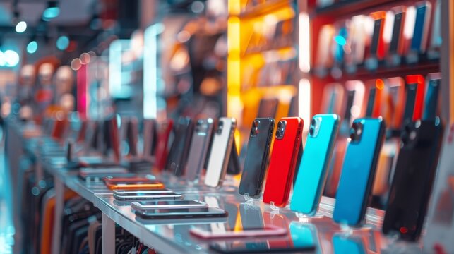 mobile phone in the store or exhibition and showcase