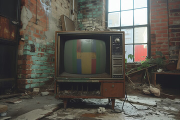 old tv set with test pattern