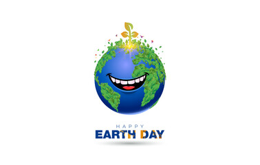 Earth day. Save our planet poster banner background concept. Ecology creative concept with 3d earth design and isolated on white background.