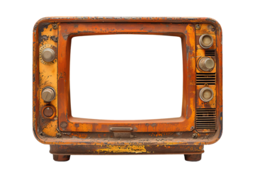 old tv set with copyspace on white