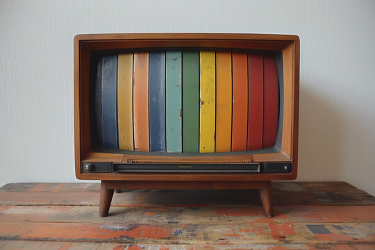 old television with test pattern