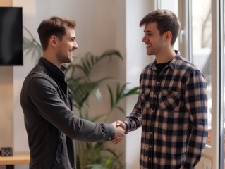 Professional Business Handshake in Modern Office Environment