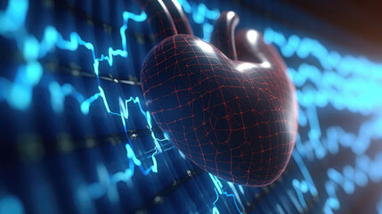 Heart rate health monitoring and management with modern technology - obrazy, fototapety, plakaty