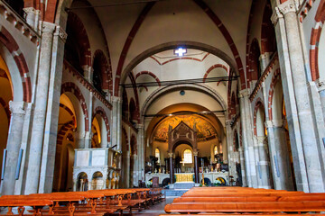 Fototapeta na wymiar Interior of Basilica of Sant'Ambrogio in Milan, Italy