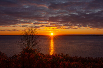 Sunrise over St. Lawrence river, LaSalle, Quebec, Canada