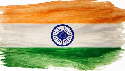 a hand painted indian flag on white background