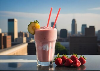 summer smoothie cocktail menu advertisement banner, created using AI generative technology