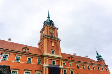 Royal Palace in historic Warsaw city center, Poland, October 2023.