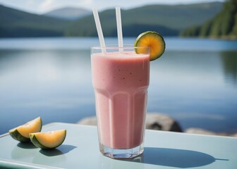 summer smoothie cocktail menu advertisement banner, created using AI generative technology