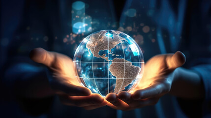A pair of hands holding a transparent globe