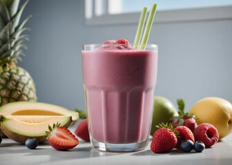 summer smoothie cocktail menu advertisement banner, created using AI generative technology