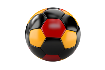 on soccer ball with german flag colors isolated on transparent background