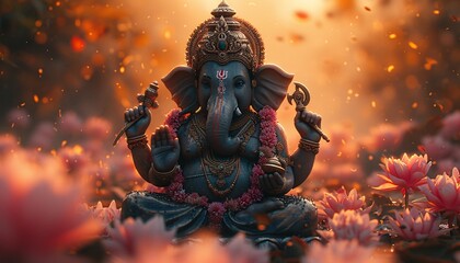 Ganesh the Elephant God A Celebration of Hinduism and the Month of August Generative AI