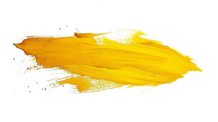 realistic yellow paint brush strokes on transparent background. yellow paint line on white background., png.