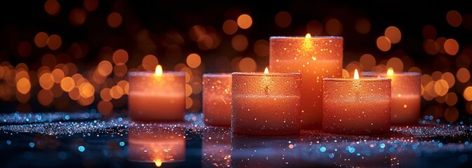 Glowing Candles in a Row A Celebration of the Monthly Full Moon Generative AI