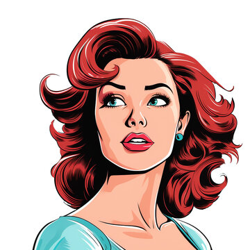 Pop art pinup girl. Retro color style. comic, glamour, gorgeous abstract colorful lady. wow expression pop art woman, transparent png