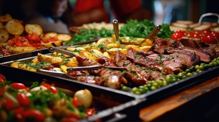 Delicious and varied buffet food catering