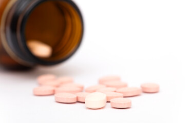 Medicine remedy in glass container. 