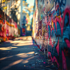 Fototapeta na wymiar Urban Graffiti Art on Street Wall with Vibrant Colors
