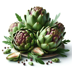 Fresh Artichokes isolated on white background