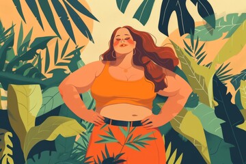 Obraz na płótnie Canvas woman with obesity ,unhealthy living concept
