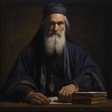 Portrait of Doctor John Wycliffe, who was an influential theologian from the 14th century.