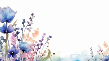 Wedding flower decorations with free space for text. Watercolor style. Generative AI - obrazy, fototapety, plakaty
