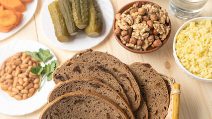 Unleavened bread with raisins. Food for Christians during Lent, Lenten foods.