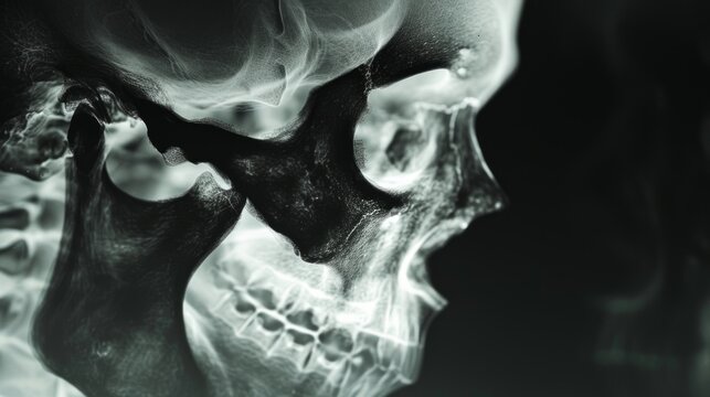 Close-up illustration of head radiograph Generative AI