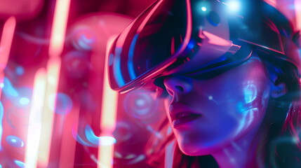 Woman using VR googles