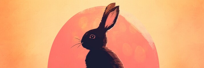 Cute Rabbit Silhouette Illustration Generative AI - obrazy, fototapety, plakaty