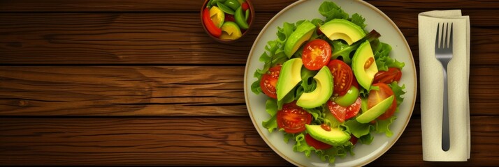 Mexican Salad with Avocado and Tomato Illustration Generative AI