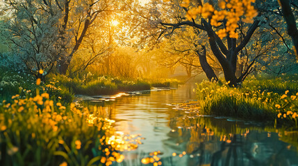 Obraz premium A tranquil spring landscape.