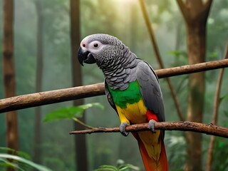 Fototapeta premium Beautiful bird in nature, blurry background, bird in a tropical garden