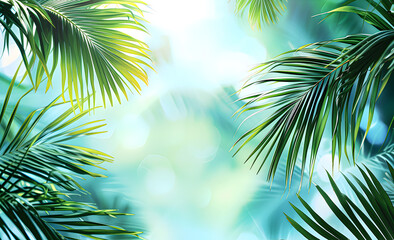 Beautiful natural background with textured palm leaves.