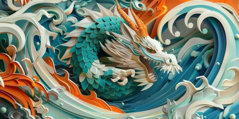 colorful dragon illustration. 3D rendering. 