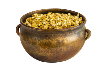 Pot of Gold With Handles Isolated on Transparent Background