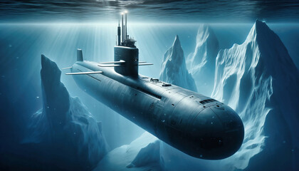 a submarine in clear water 