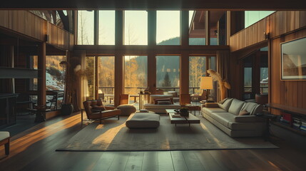 Fototapeta premium Contemporary mountain house interior