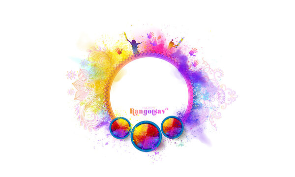 Happy Holi Festival template Design. Indian traditional festival of colors. People playing with Colors splash, and celebrating holi fun background.