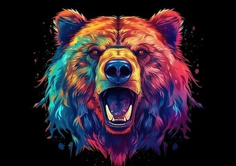 character bear head close up. Full color illustrations.