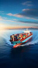 Global Journey: Capturing the Essence of International Freight Shipping at Sea - obrazy, fototapety, plakaty