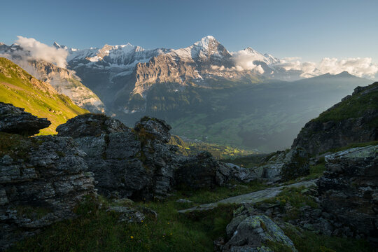Eiger Nordwand von Spitzen, Alpbaach,   Grindelwald, Berner Oberland, Schweiz