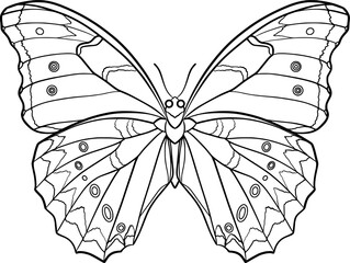 Butterfly outline illustration isolated, coloring book page	
