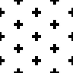 Seamless pattern. Crosses wallpaper. Pluses background. Signs ornament. Figures motif. Simple shapes backdrop. Patches illustration. Digital paper, web designing, textile print, abstract. Vector art.