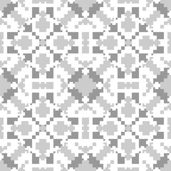 Seamless pattern. Simple shapes ornament. Ethnic background. Tribal wallpaper. Figures, squares, crosses. Tribe motif. Ancient backdrop. Digital paper, web design, textile print, abstract. Vector.