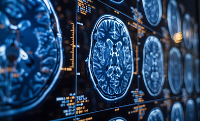 CT scan of the human brain. - obrazy, fototapety, plakaty