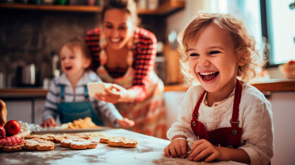 Together, the hands of an adult and child shape cookies, their actions weaving a tapestry of family tradition and the pure, unadulterated joy found in shared moments.