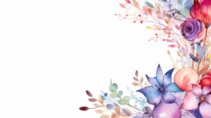 Wedding flower decorations with free space for text. Watercolor style. Generative AI