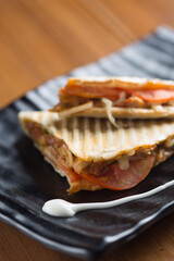 Delicious Authentic Tacos, Birria, Carne Asada, Adobada, Cabeza And Chicharone, Arranged With Lime Slices, Onion, And Roasted Chili Pepper